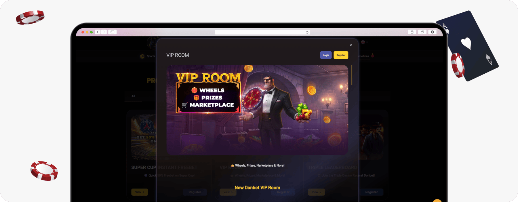 screenshot of donbet vip room details