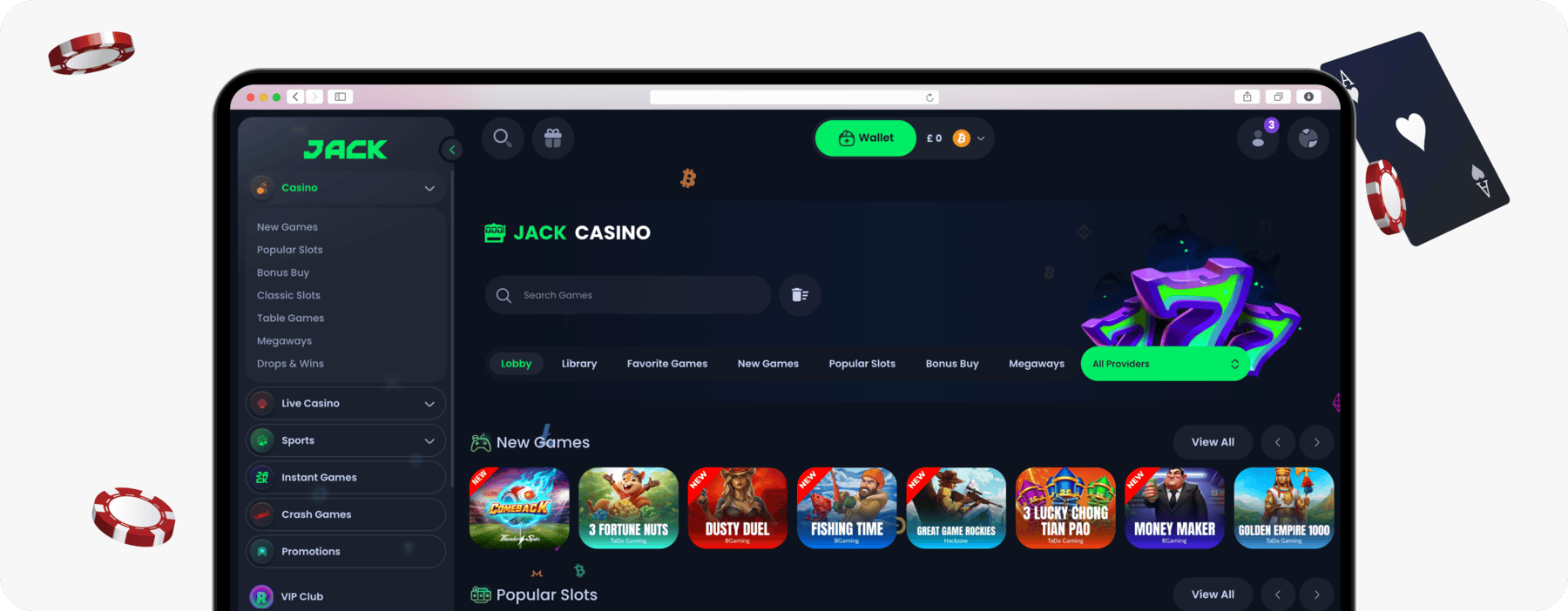 screenshot of jack casino lobby