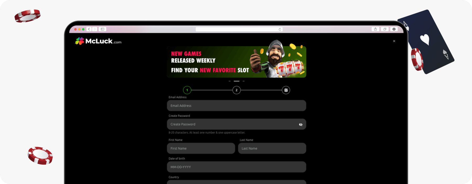 screenshot of mcluck canada registration form
