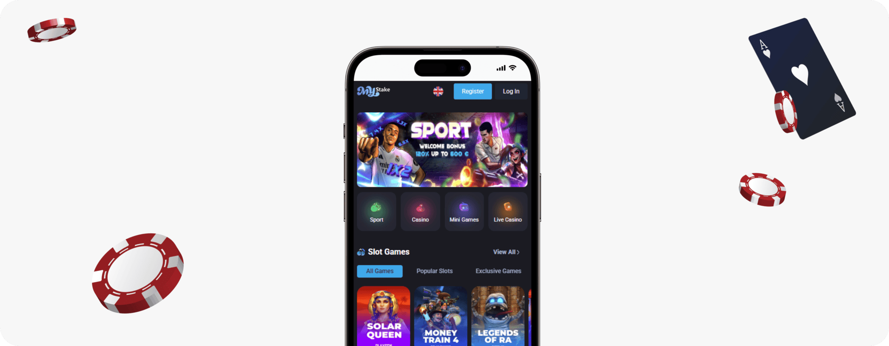 screenshot of mystake mobile site