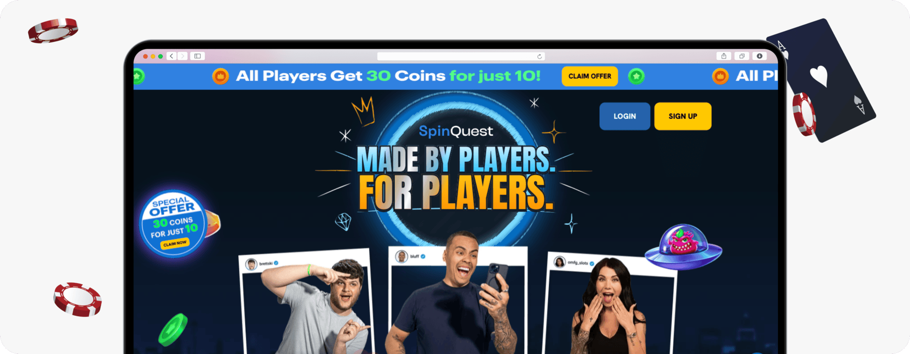 screenshot of spinquest canada homepage