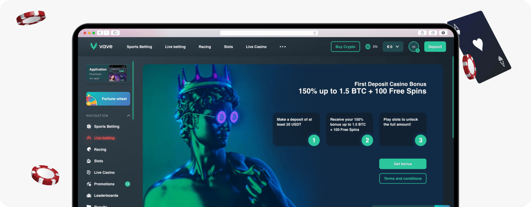 screenshot of vave first deposit casino bonus