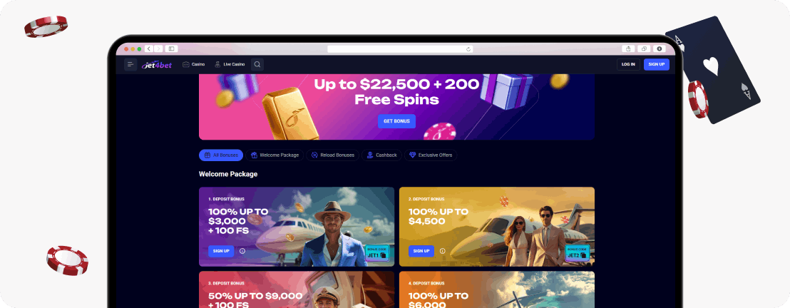 Jet4Bet welcome package