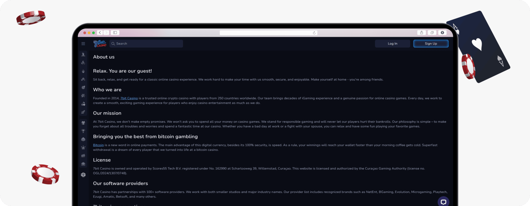 screenshot of 7bit casino about page