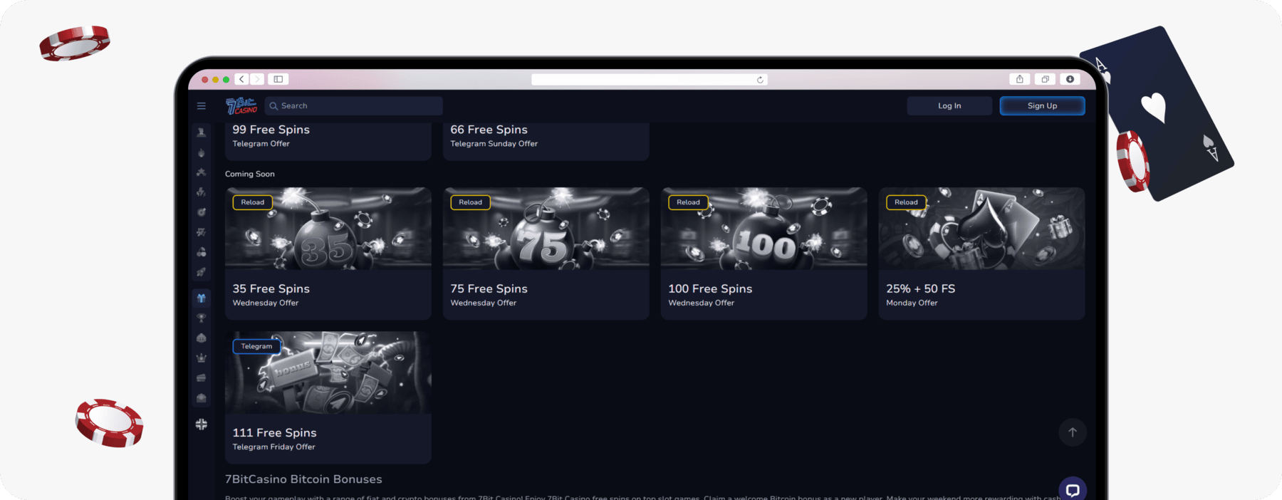 screenshot of 7bit casino promotions page showing offers coming soon