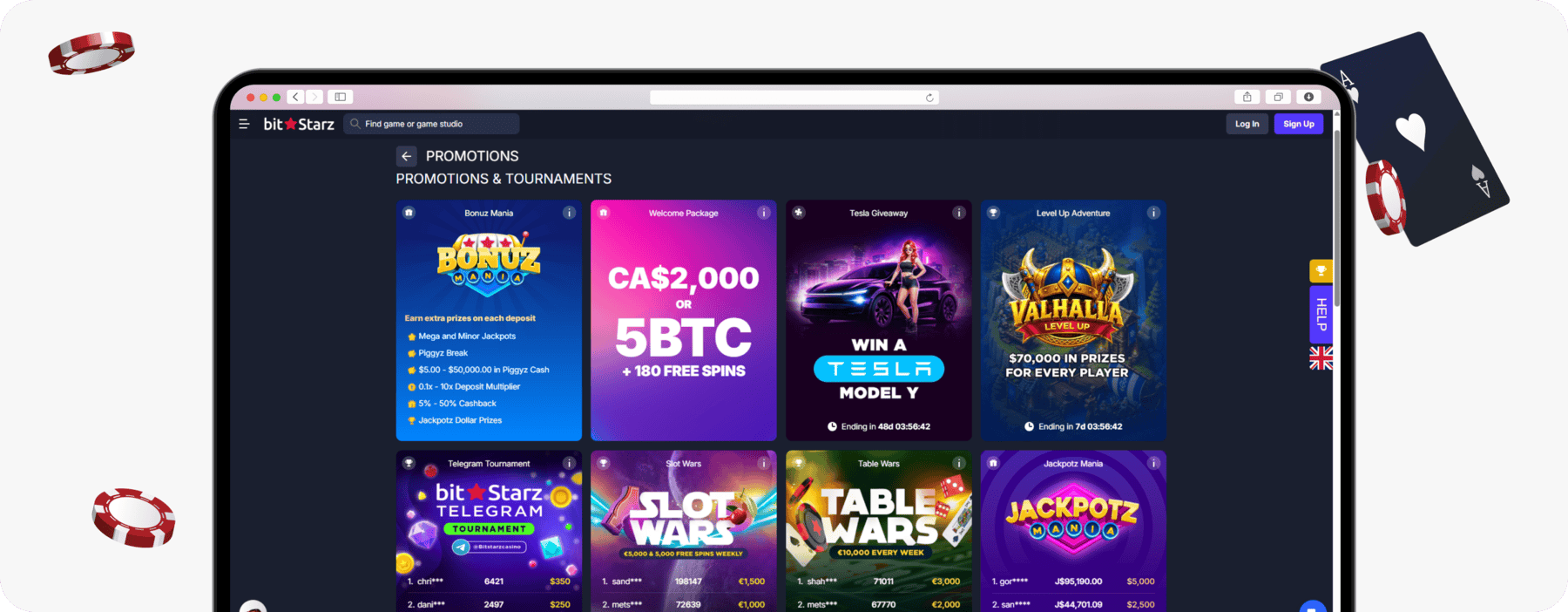 screenshot of bitstarz canada promotions page