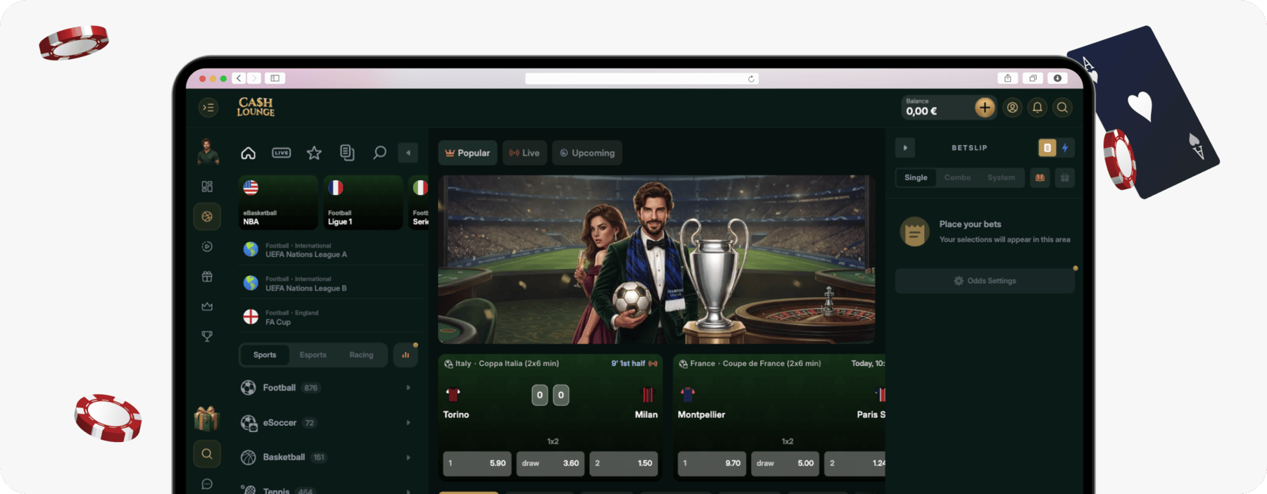 screenshot of cash lounge sportsbook