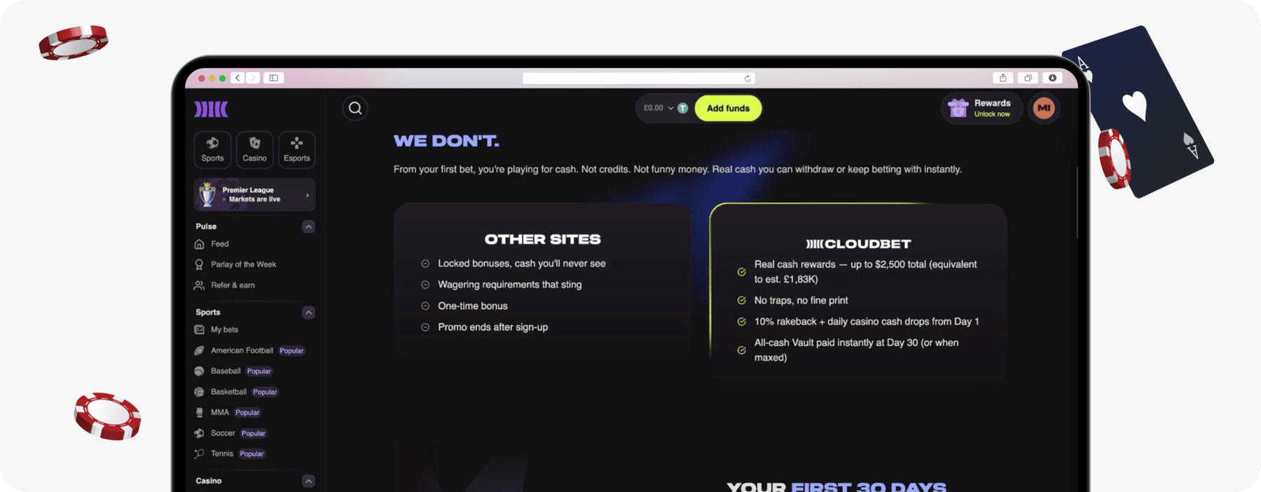 screenshot of cloudbet welcome package details
