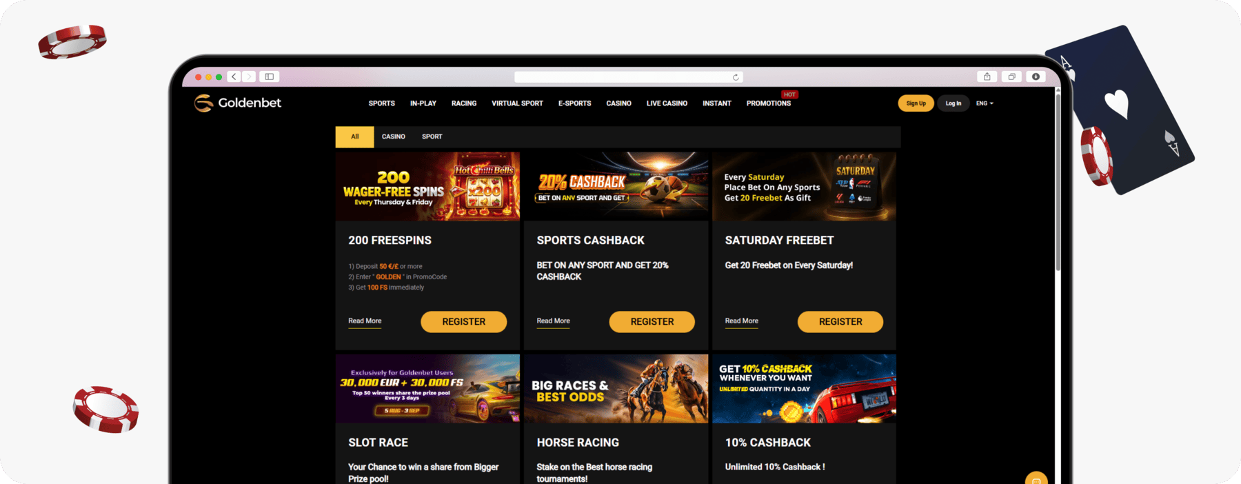 screenshot of goldenbet promotions page