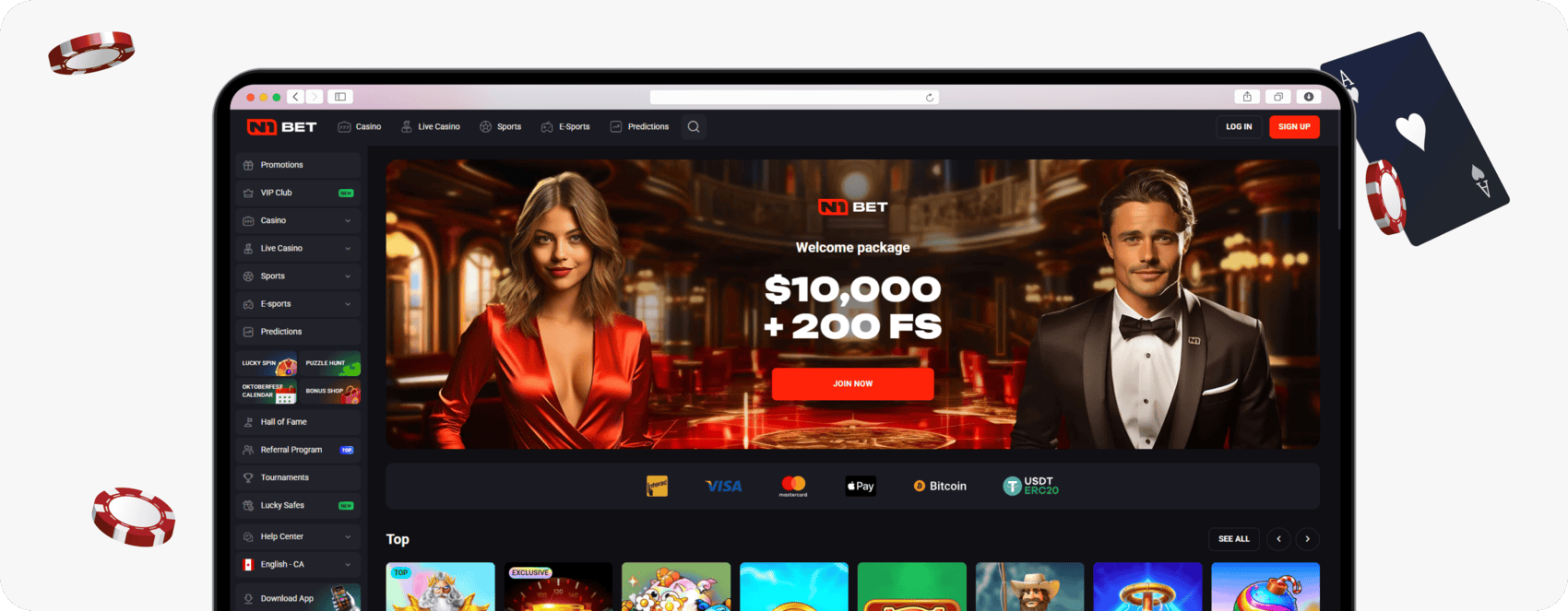 screenshot of n1bet canada homepage