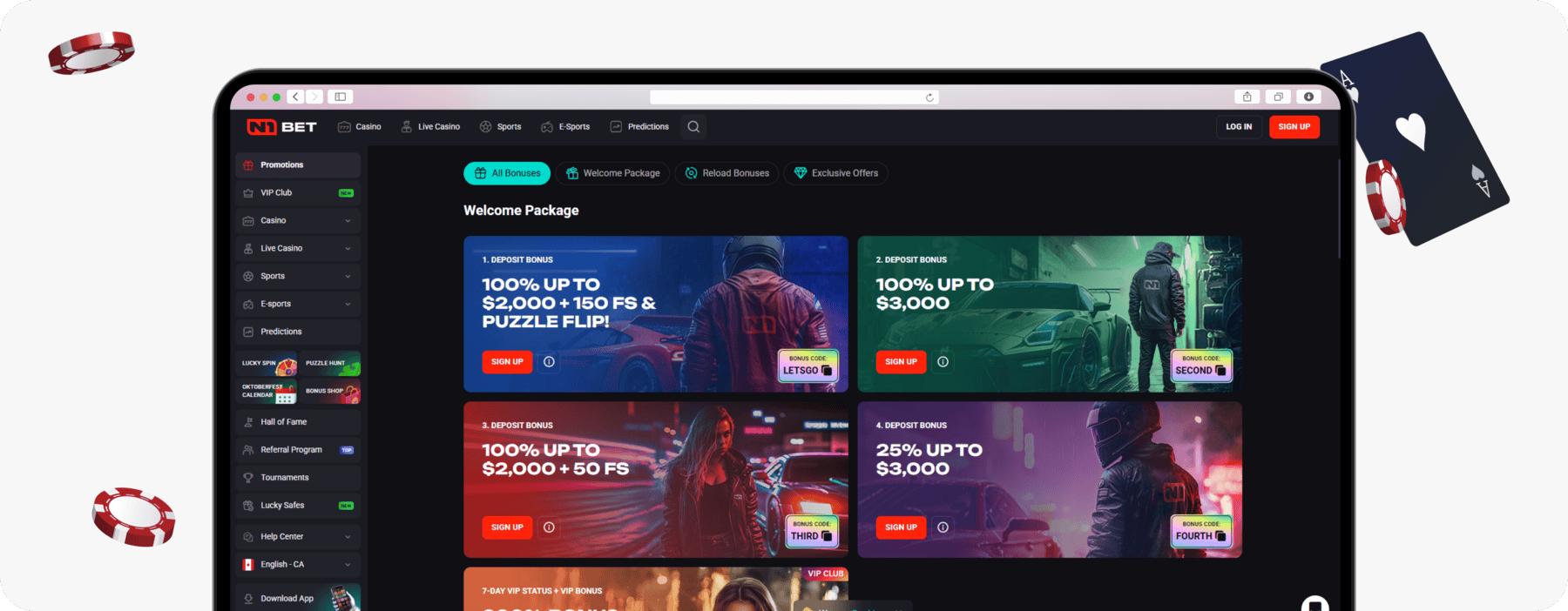 screenshot of n1bet canada welcome package
