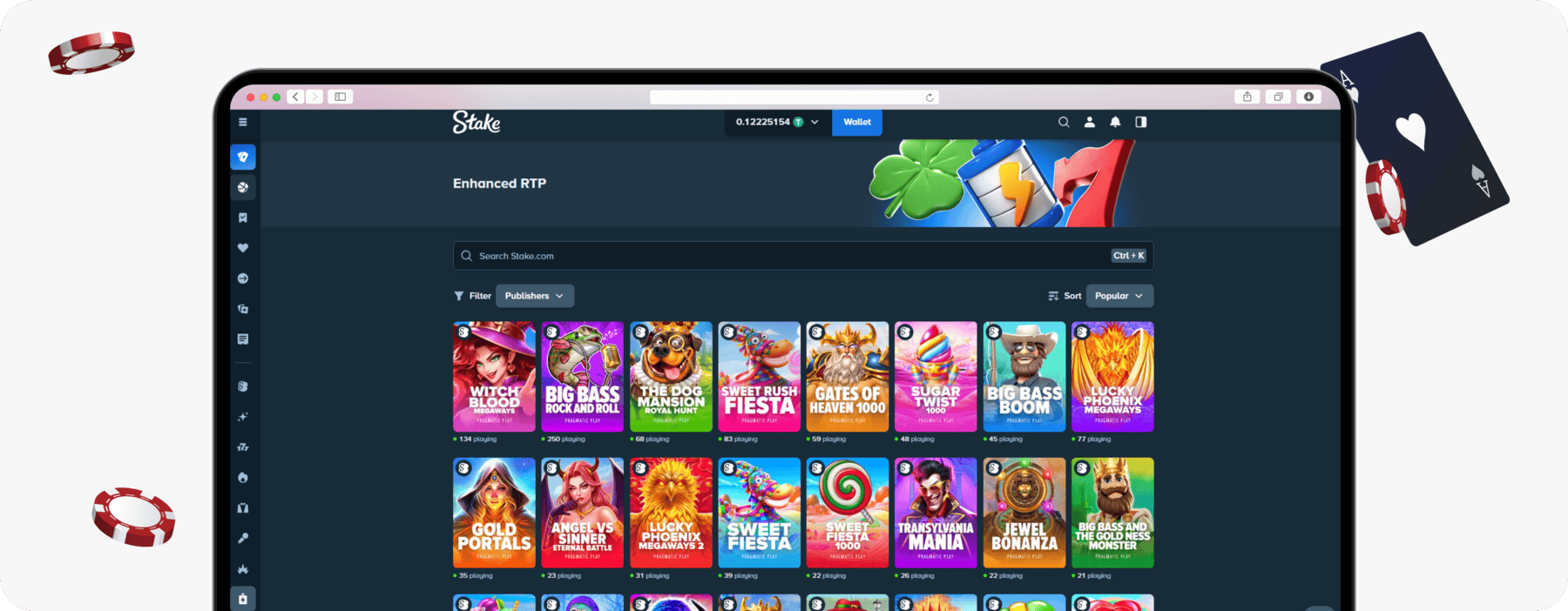screenshot of stake enhanced rtp slots