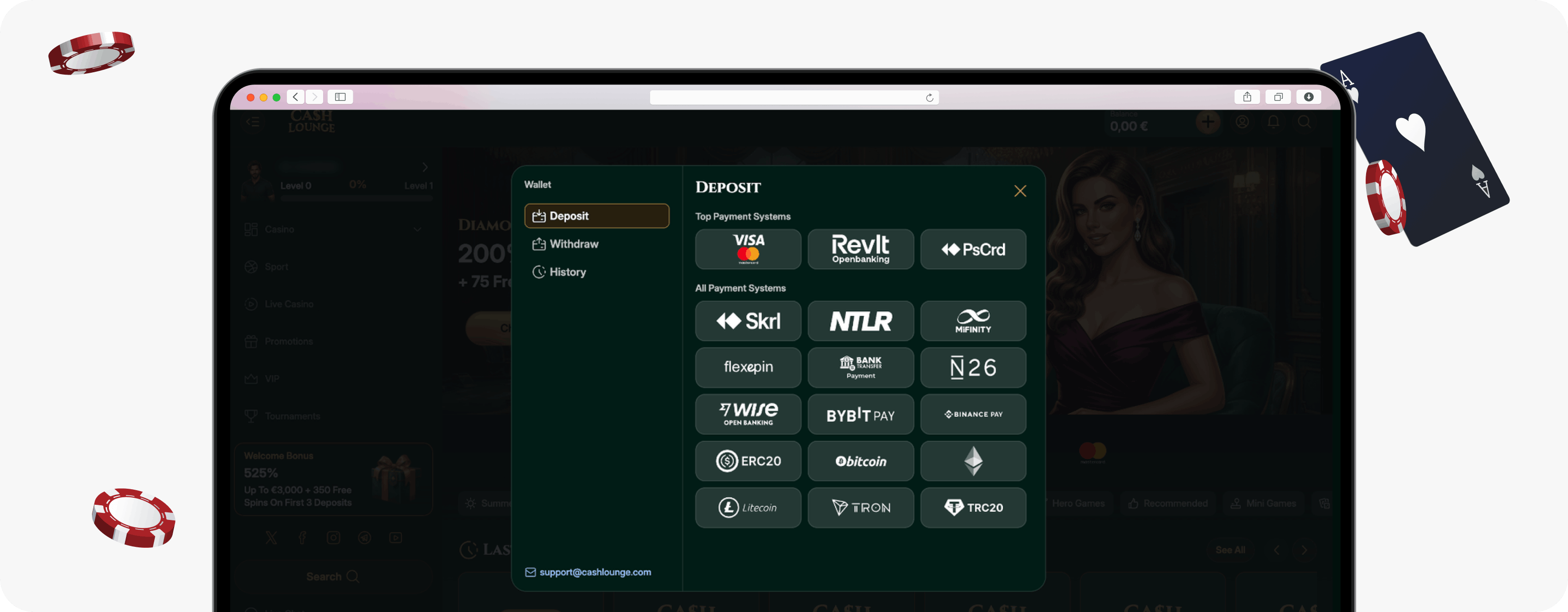 Cash Lounge Casino deposit section