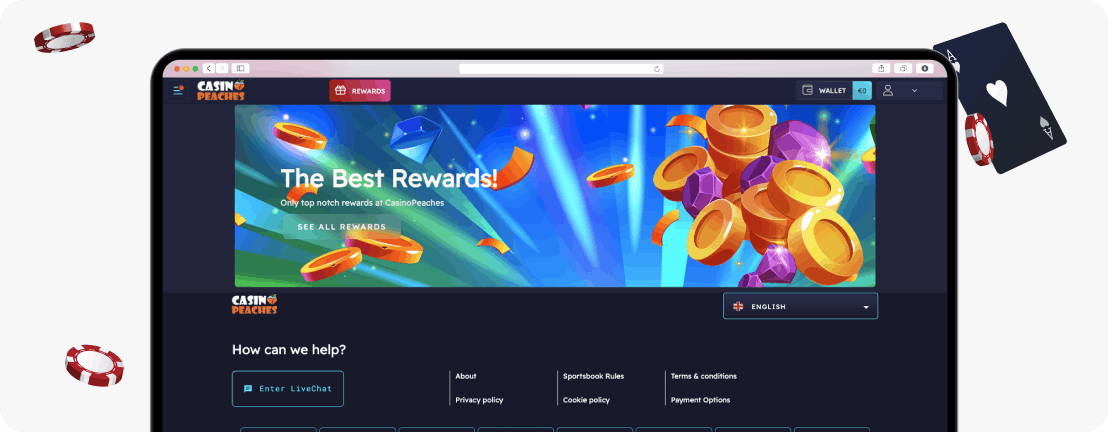Casino Peaches website footer