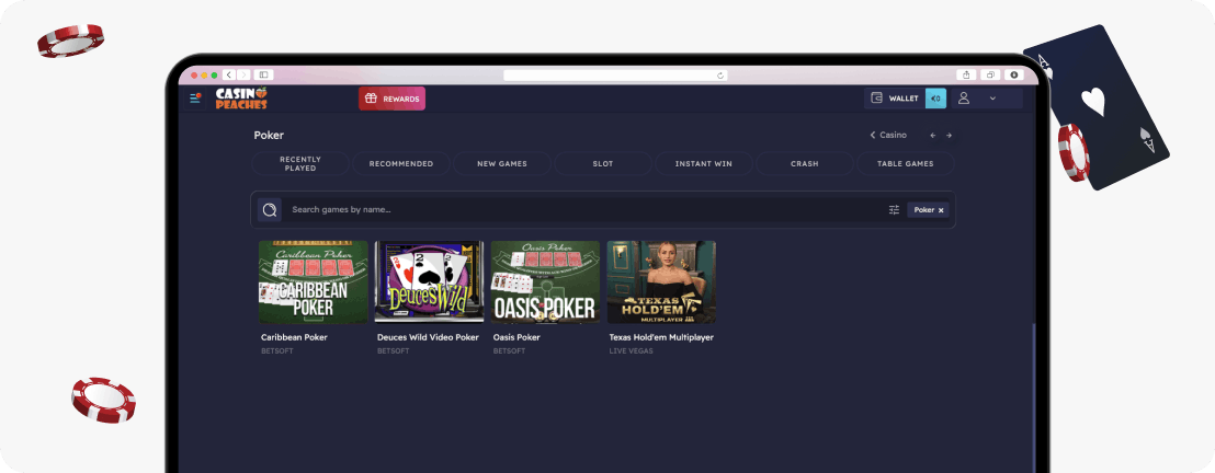 Casino Peaches poker games