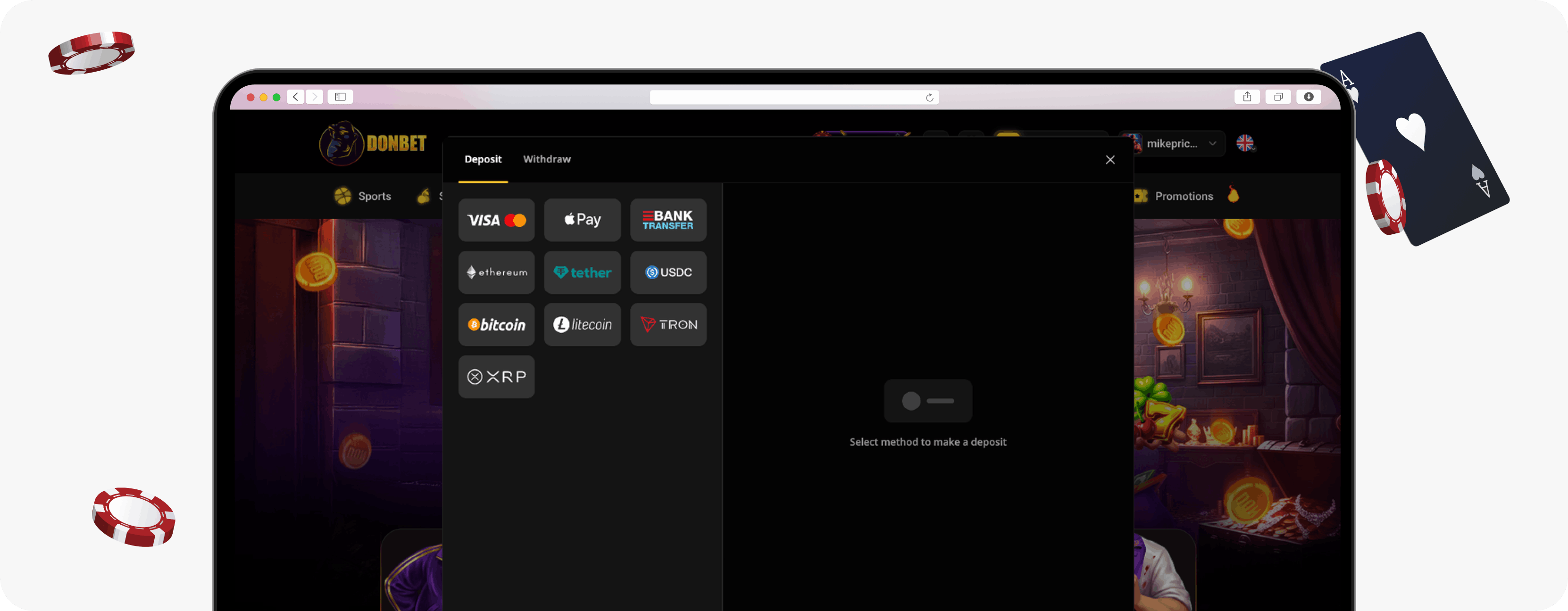 DonBet Casino deposit section