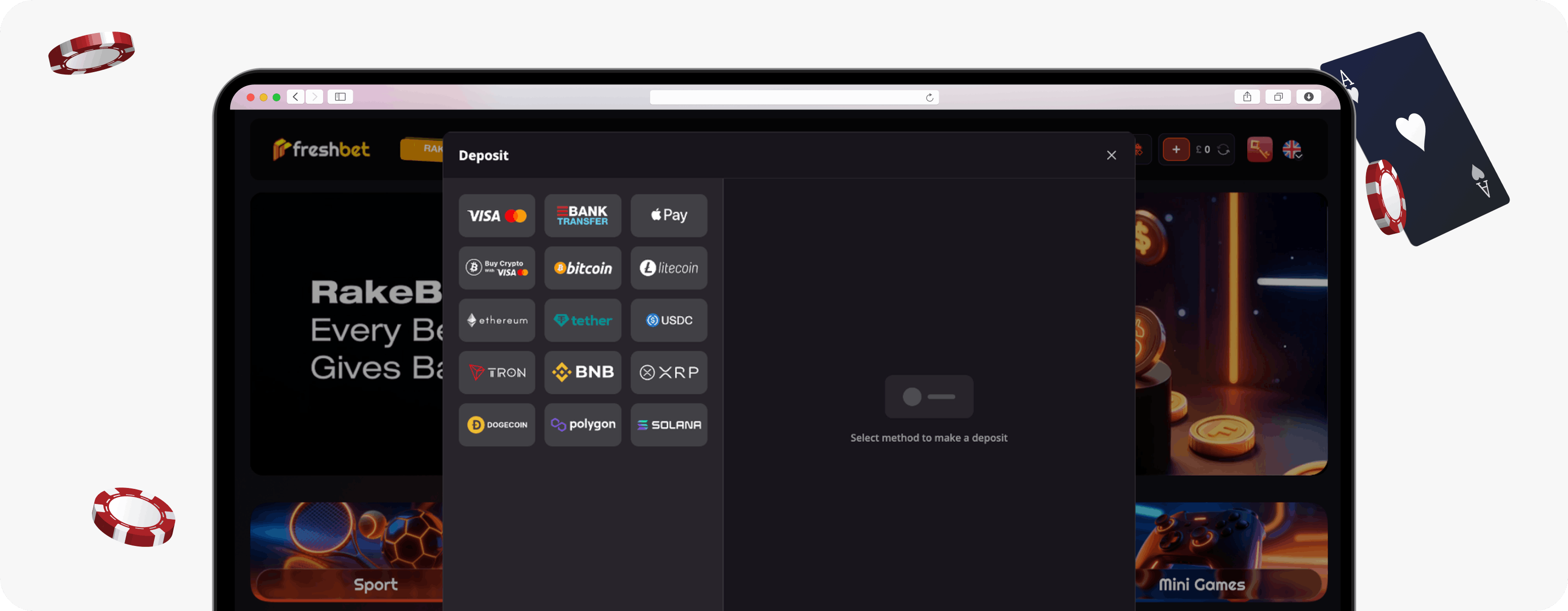 Freshbet Casino deposit section