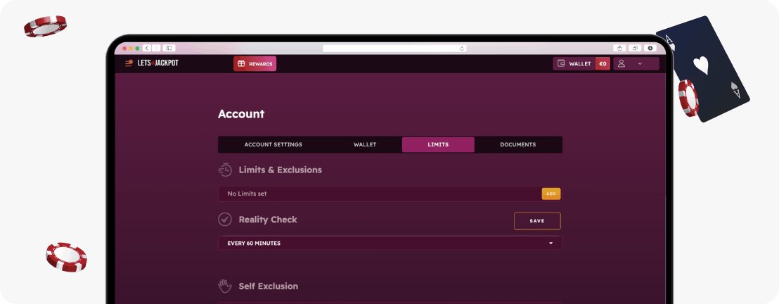 LetsJackpot Casino account limits