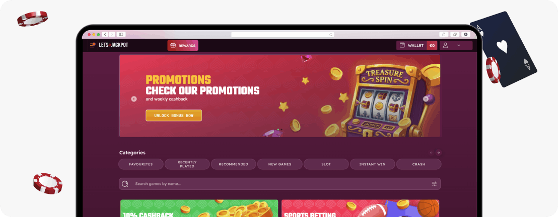 LetsJackpot Casino homepage