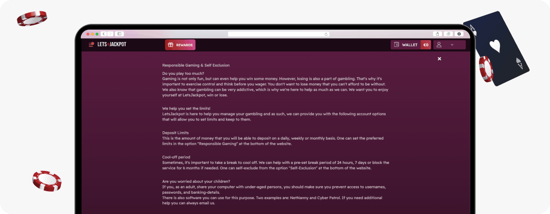 LetsJackpot Casino responsible gambling