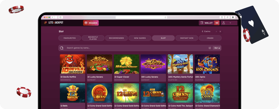 LetsJackpot Casino game lobby