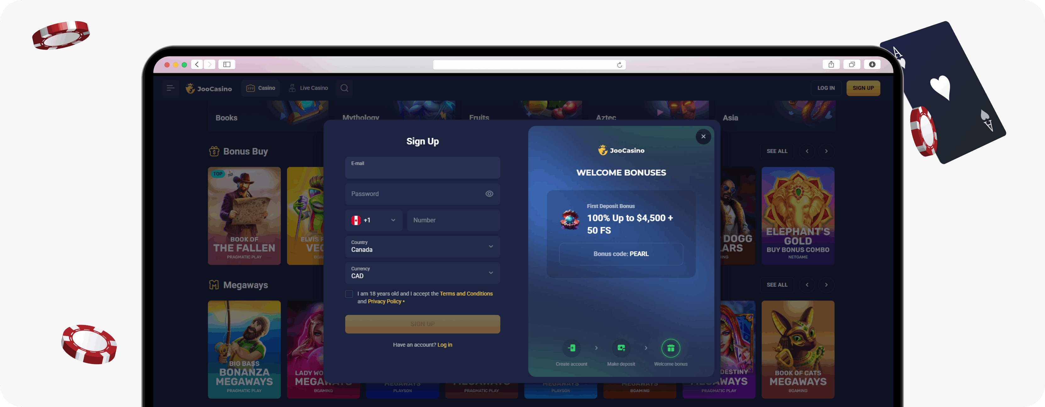 Joo Casino sign-up form