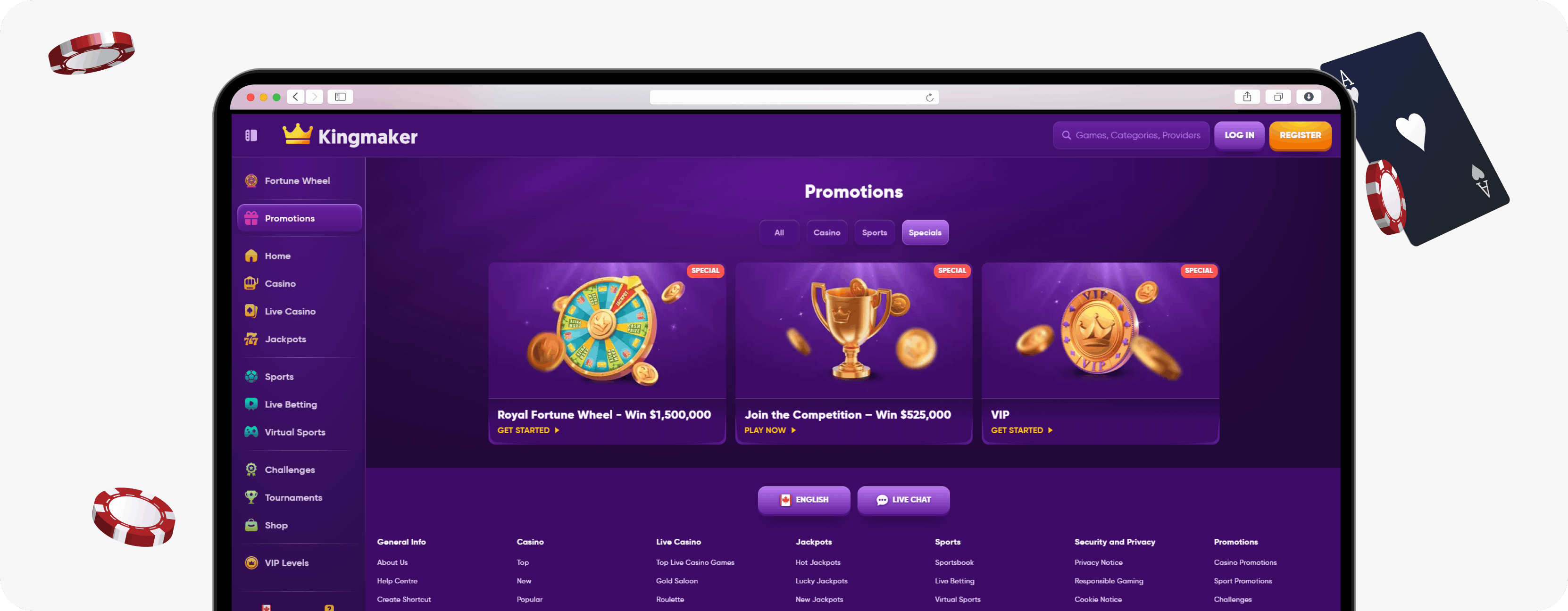 Kingmaker Casino special promotions