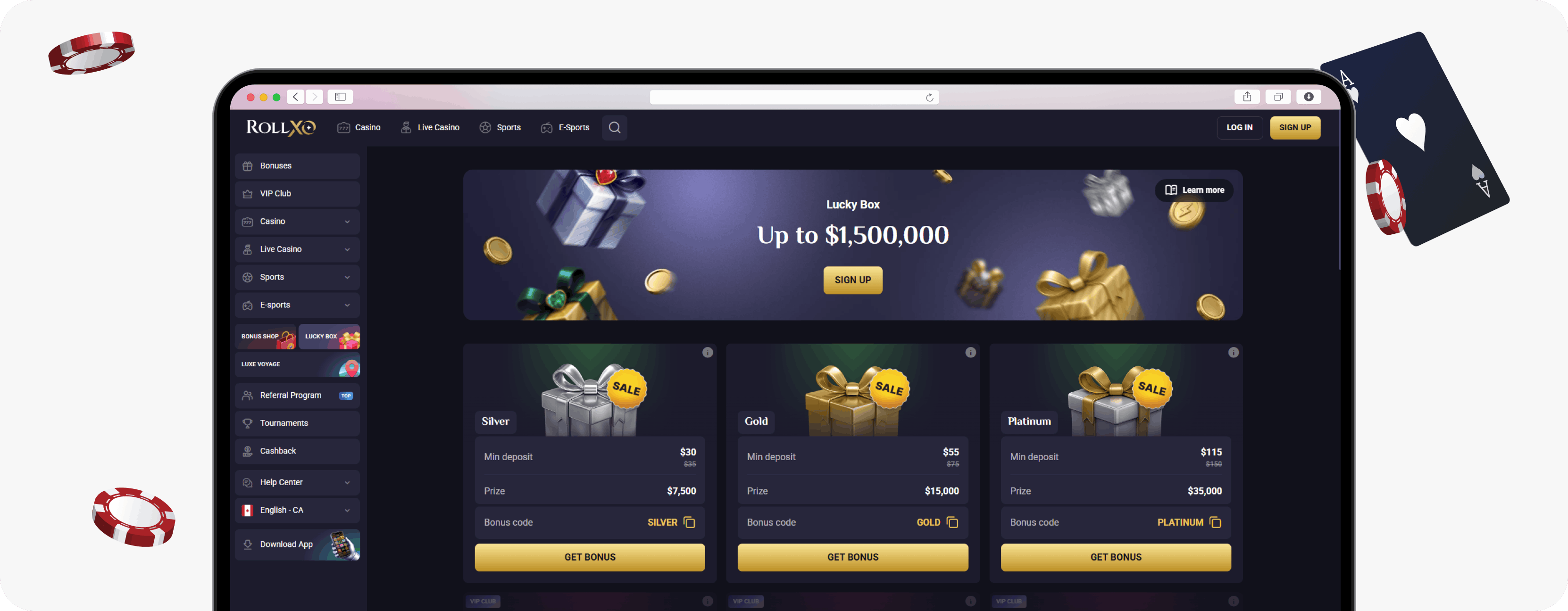 RollXO Casino Lucky Box offer