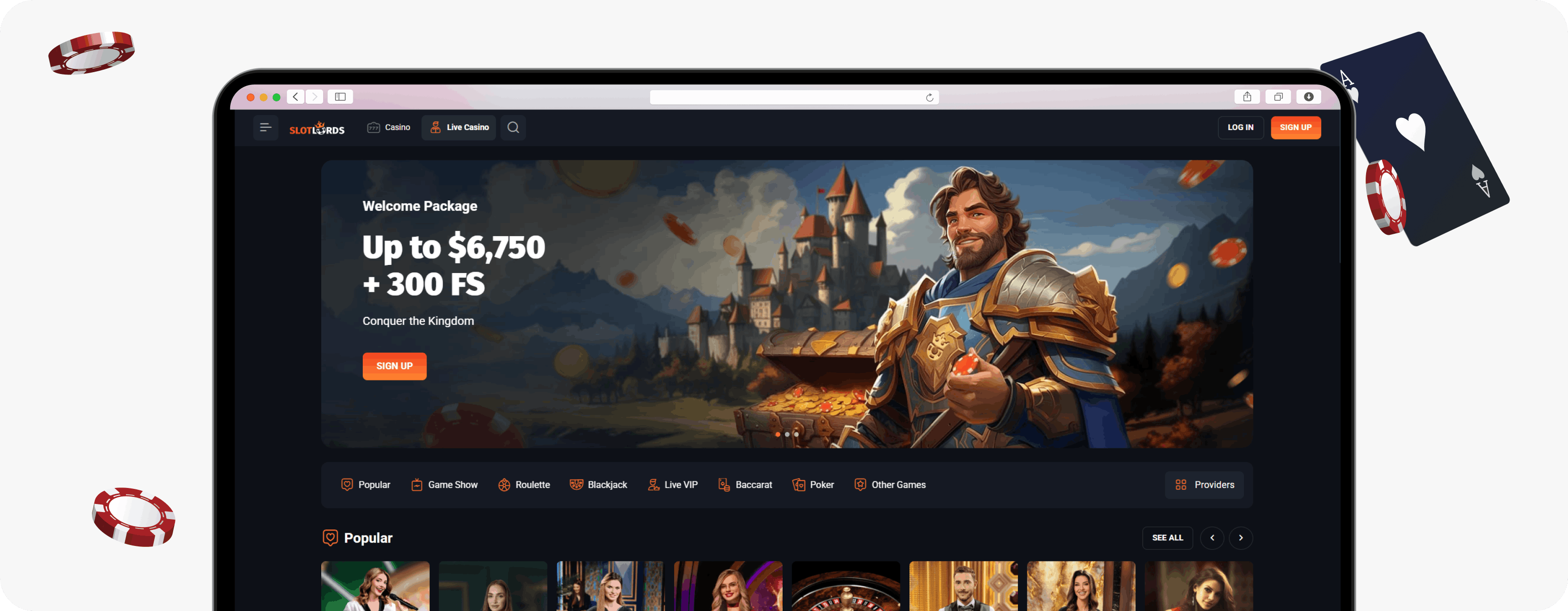 SlotLords Casino live casino section