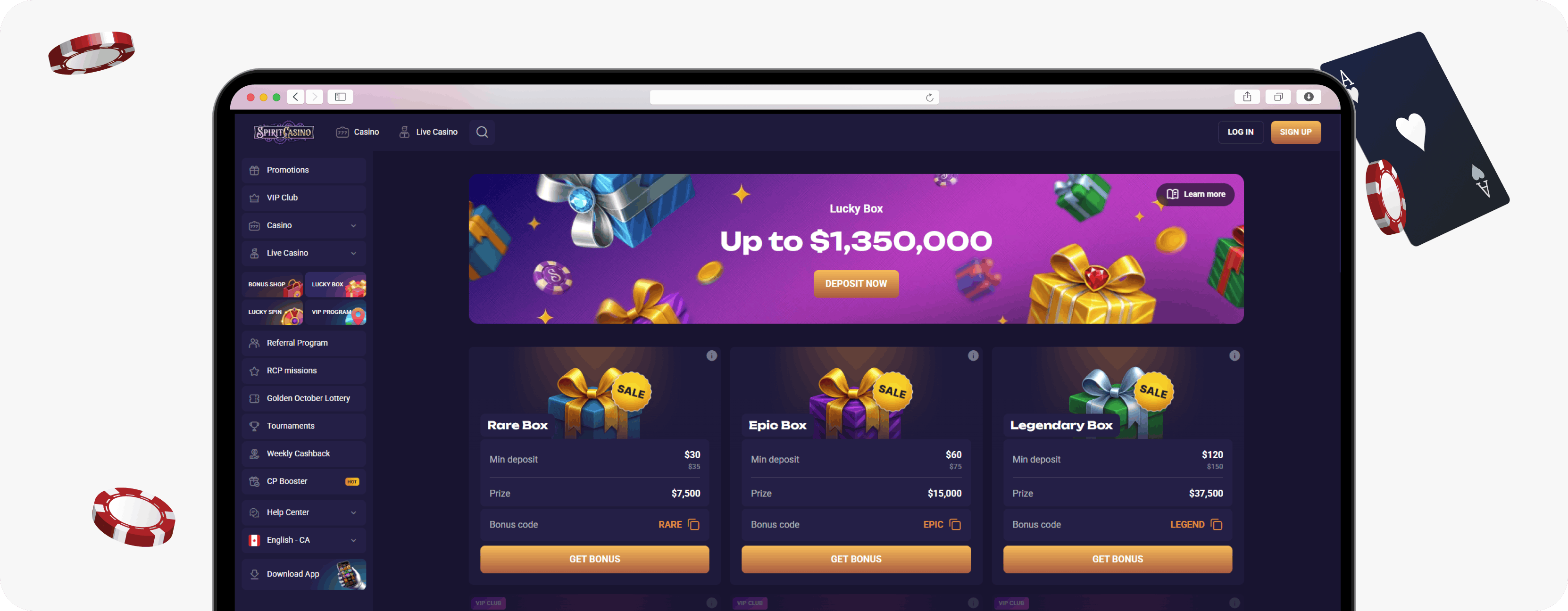Spirit Casino Lucky Box offer