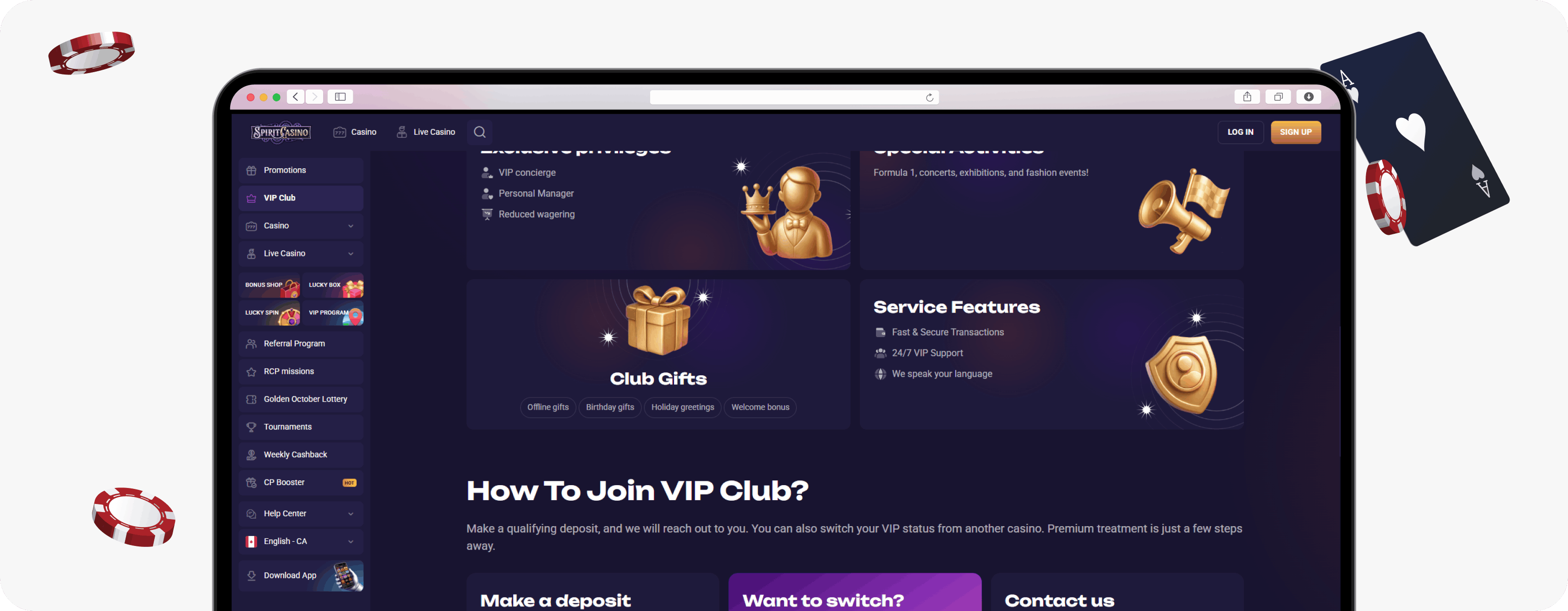 Spirit Casino VIP section