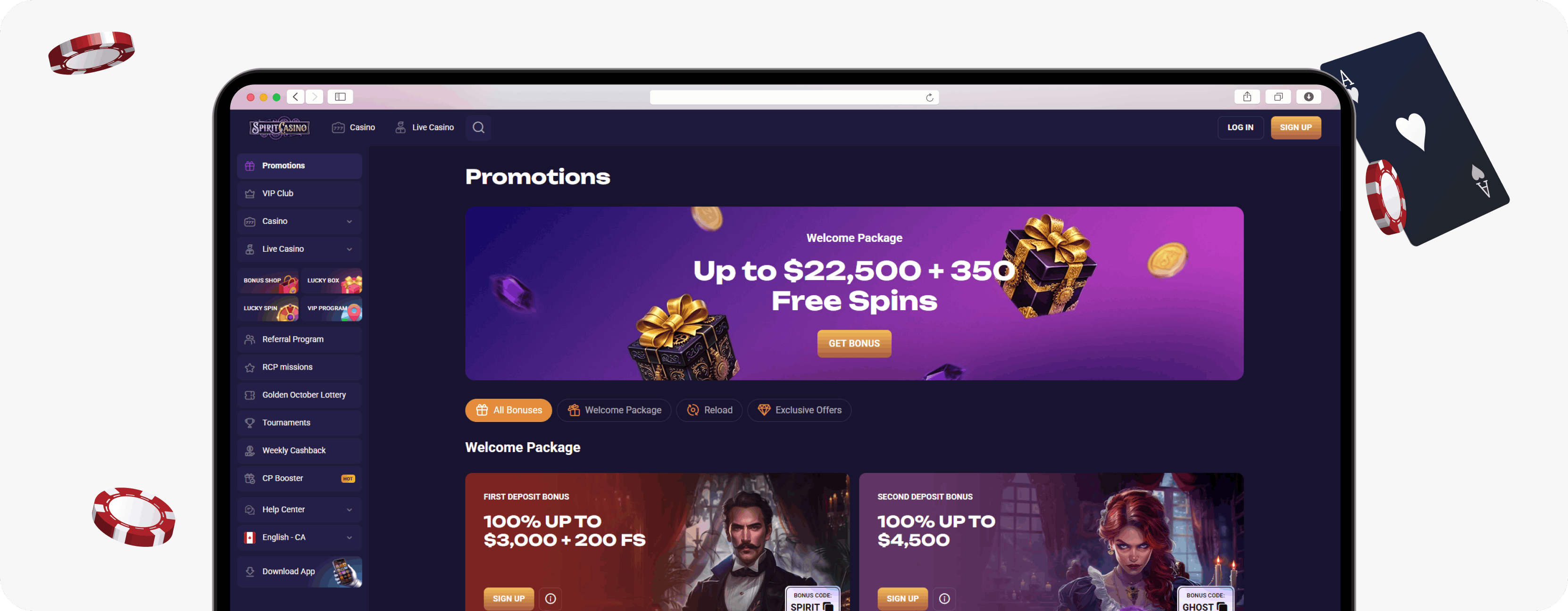 Spirit Casino welcome package