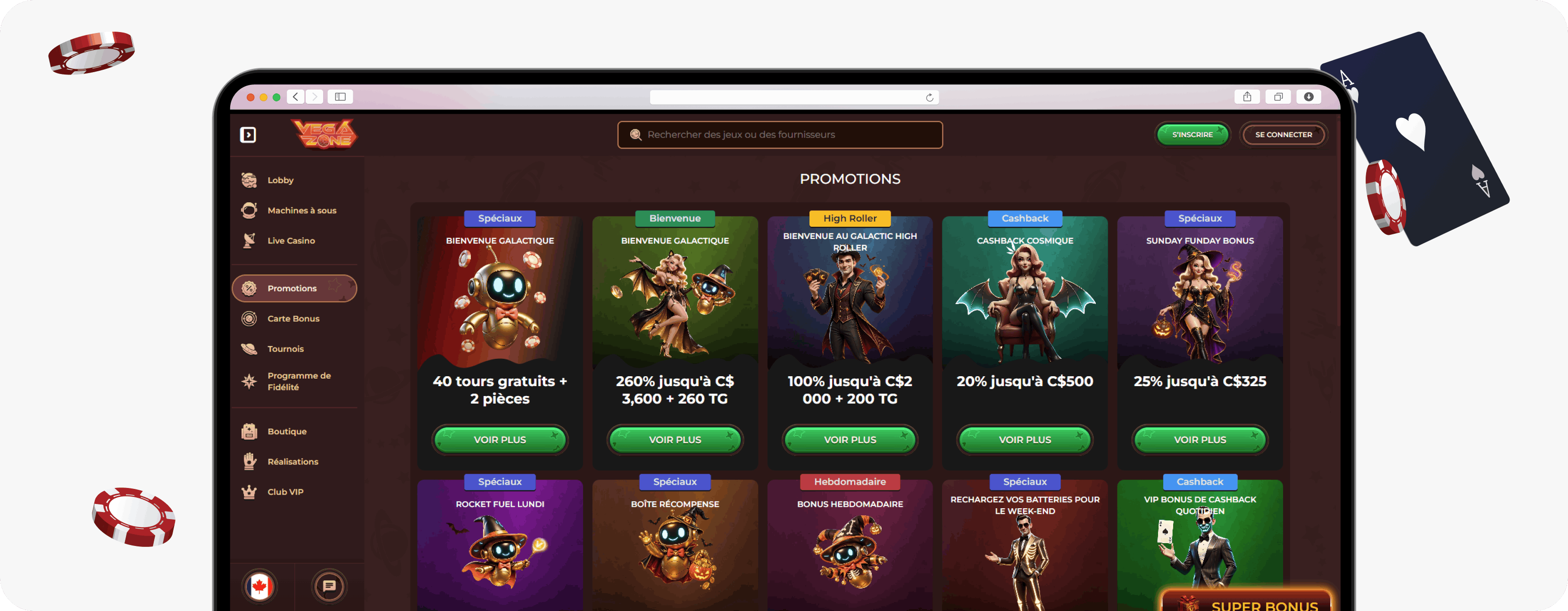 VegaZone Casino promotions in French