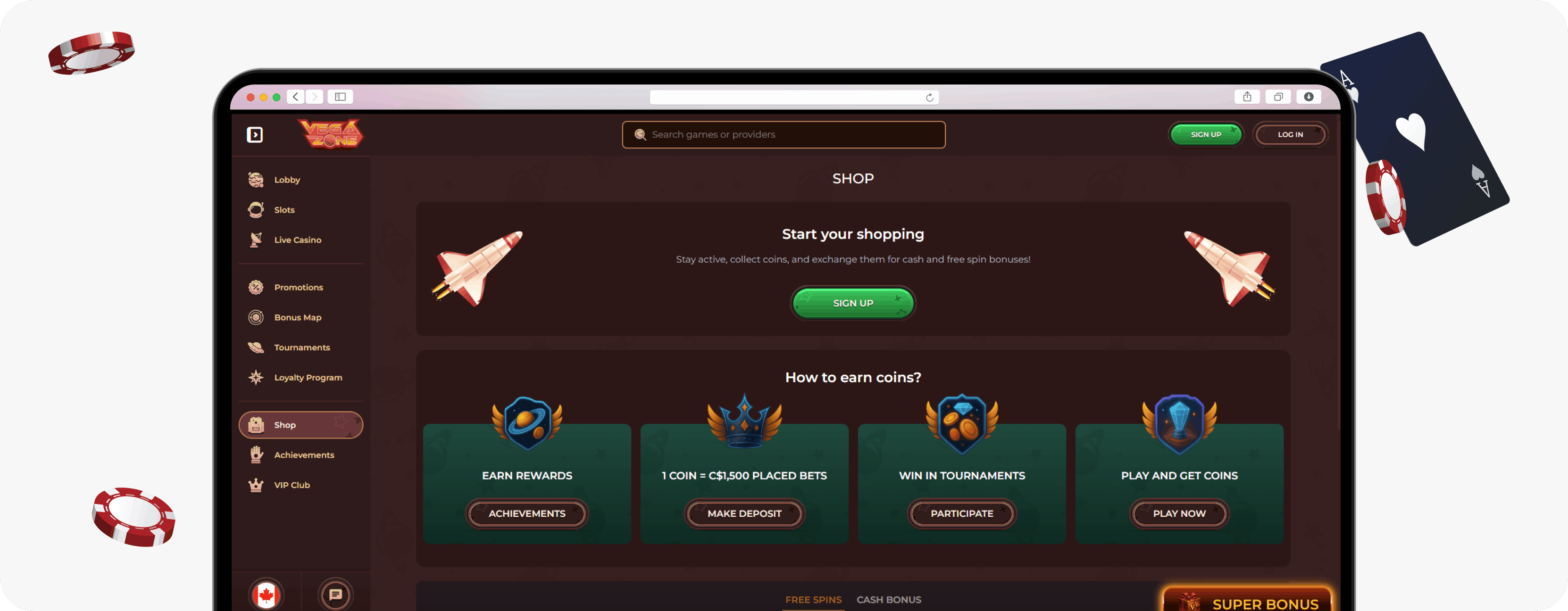 VegaZone Casino coin shop