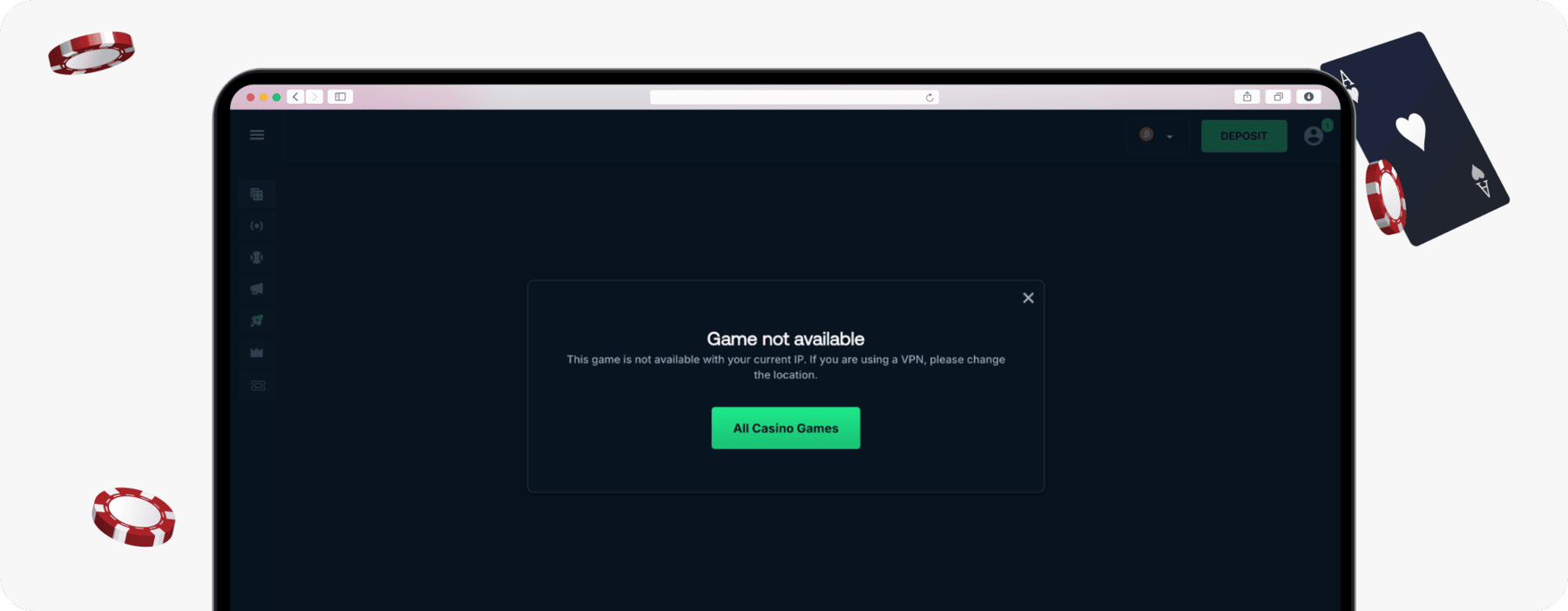 screenshot of betpanda blocked game