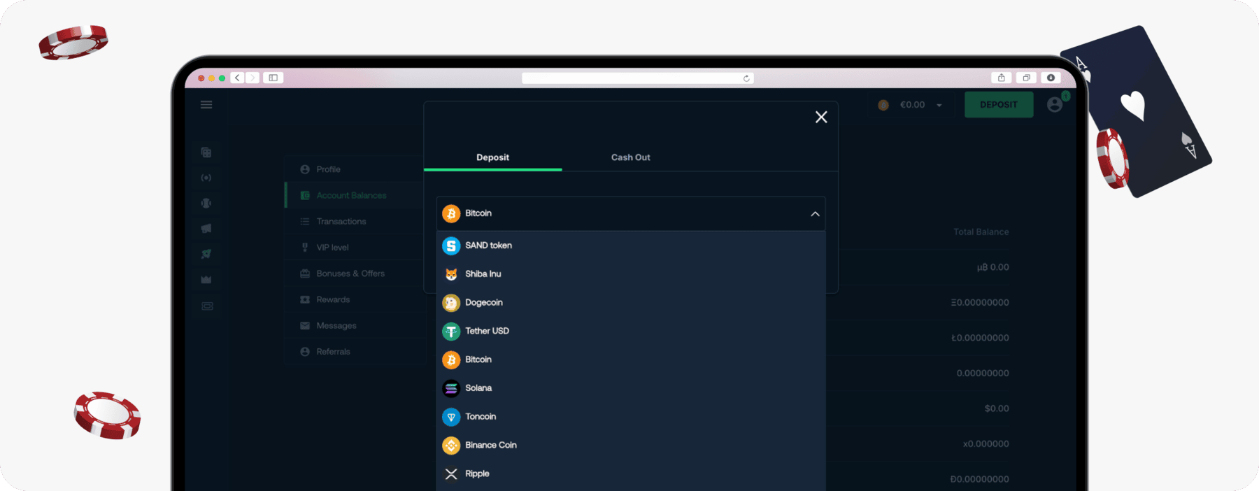 screenshot of betpanda deposit window