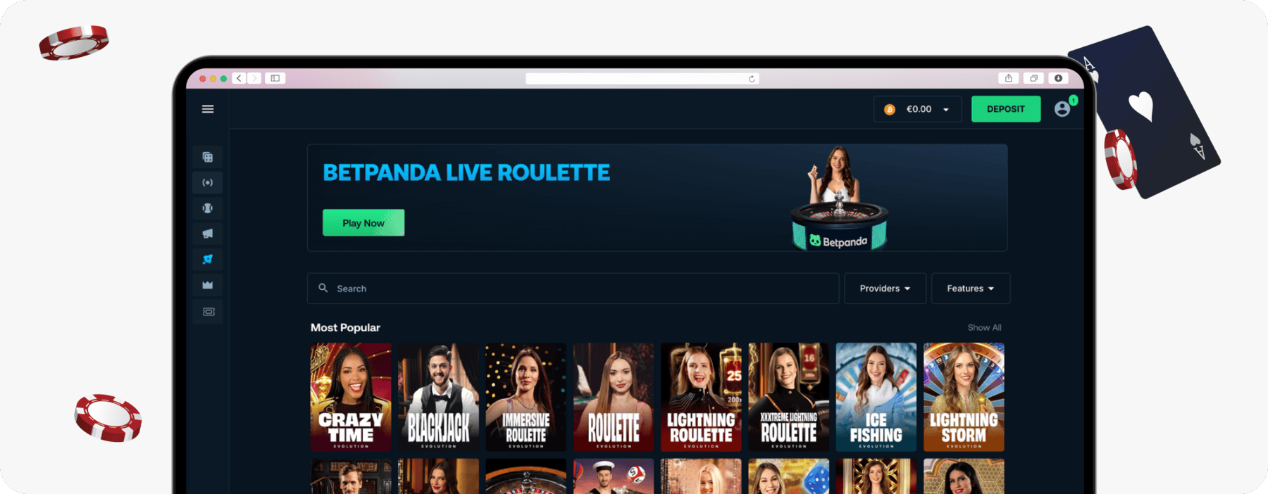 screenshot of betpanda live casino