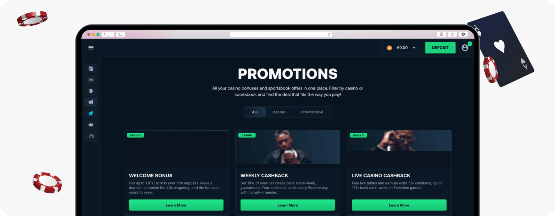 screenshot of betpanda promotions page