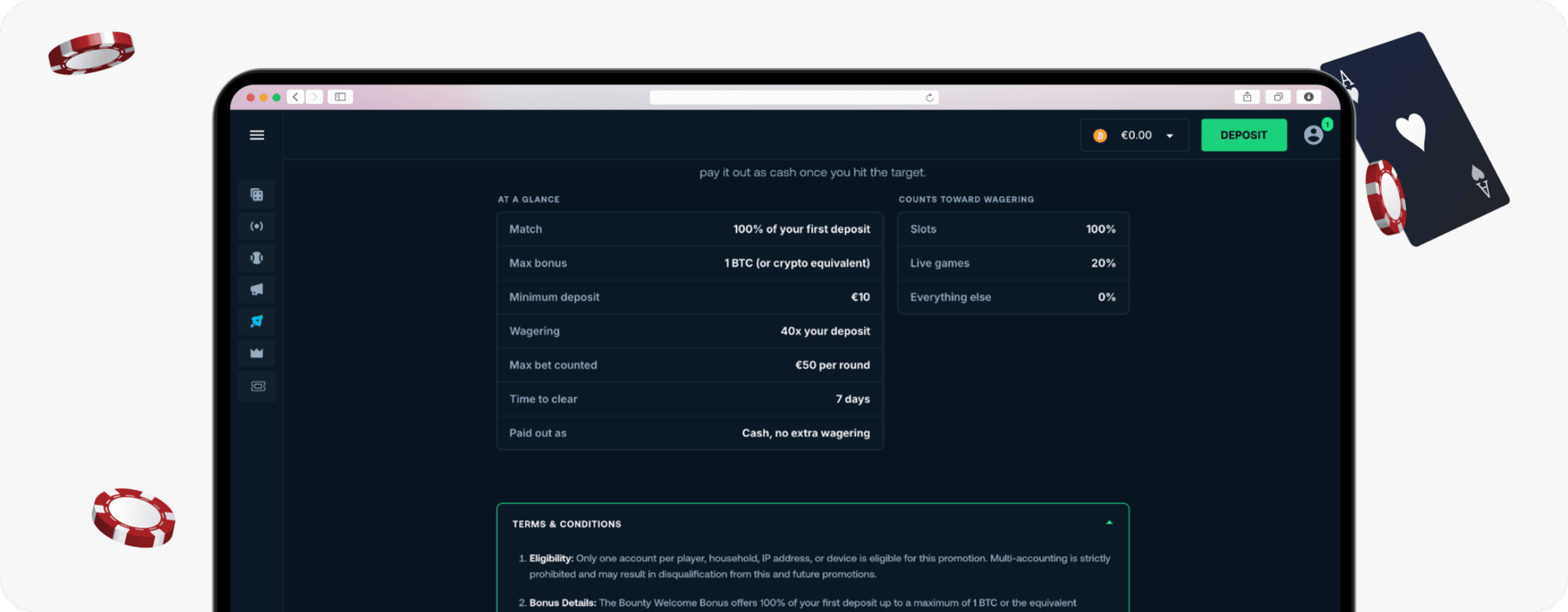 screenshot of betpanda wagering requirements