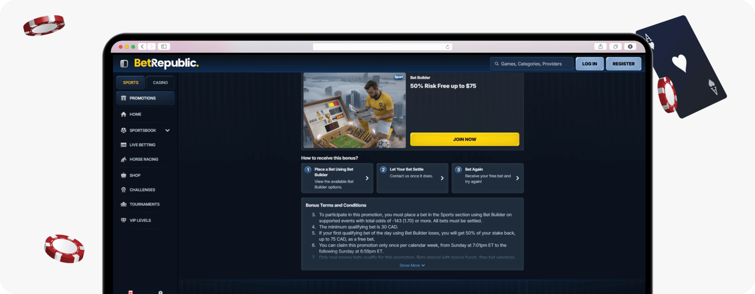BetRepublic Casino bet builder rules