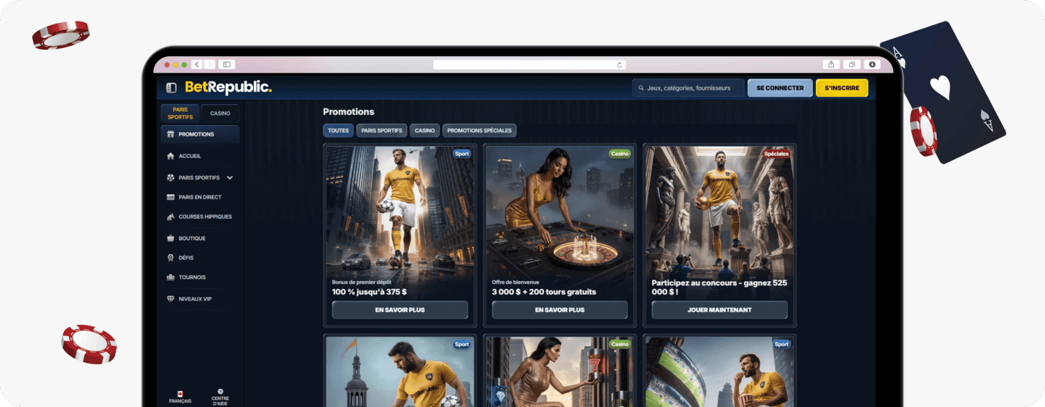 BetRepublic Casino promotions in French
