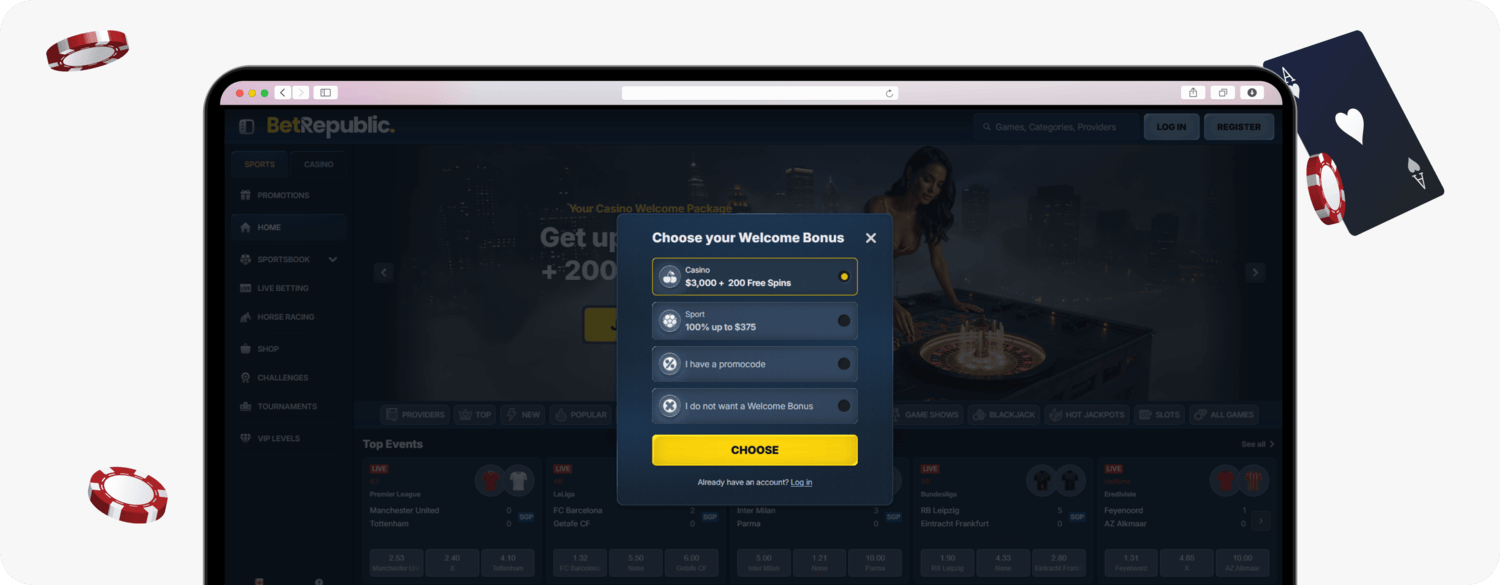 BetRepublic Casino welcome bonus