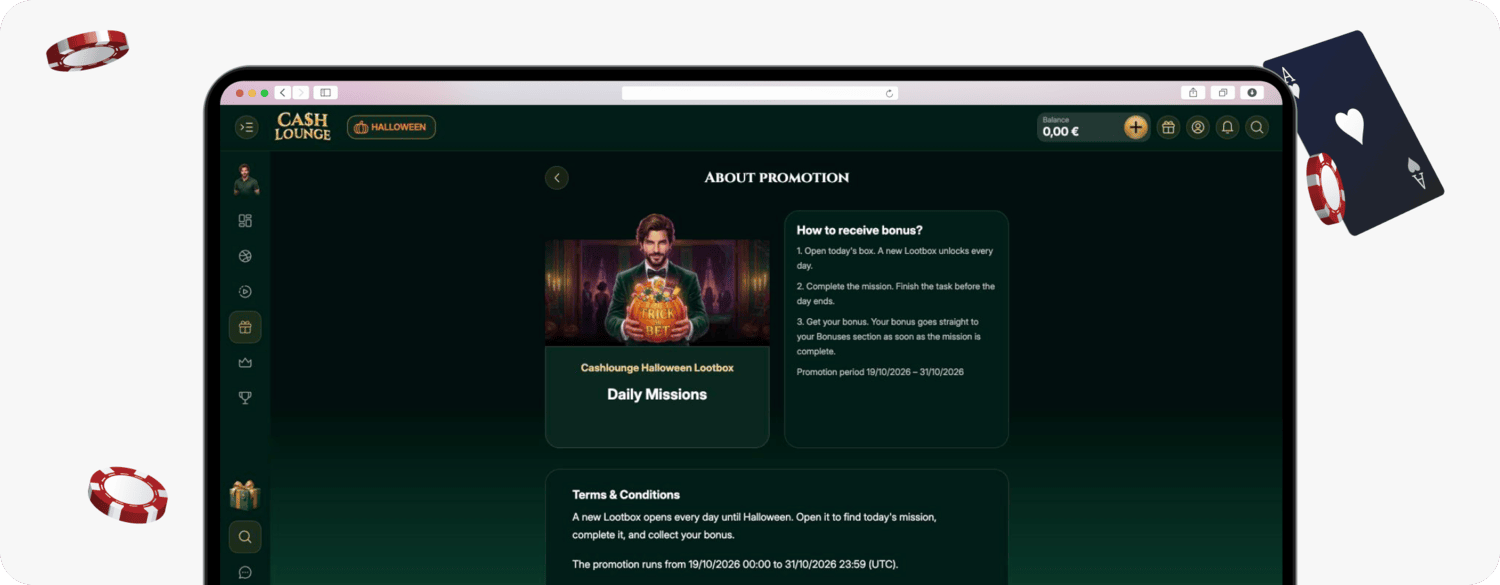 screenshot of cash lounge halloween lootbox details