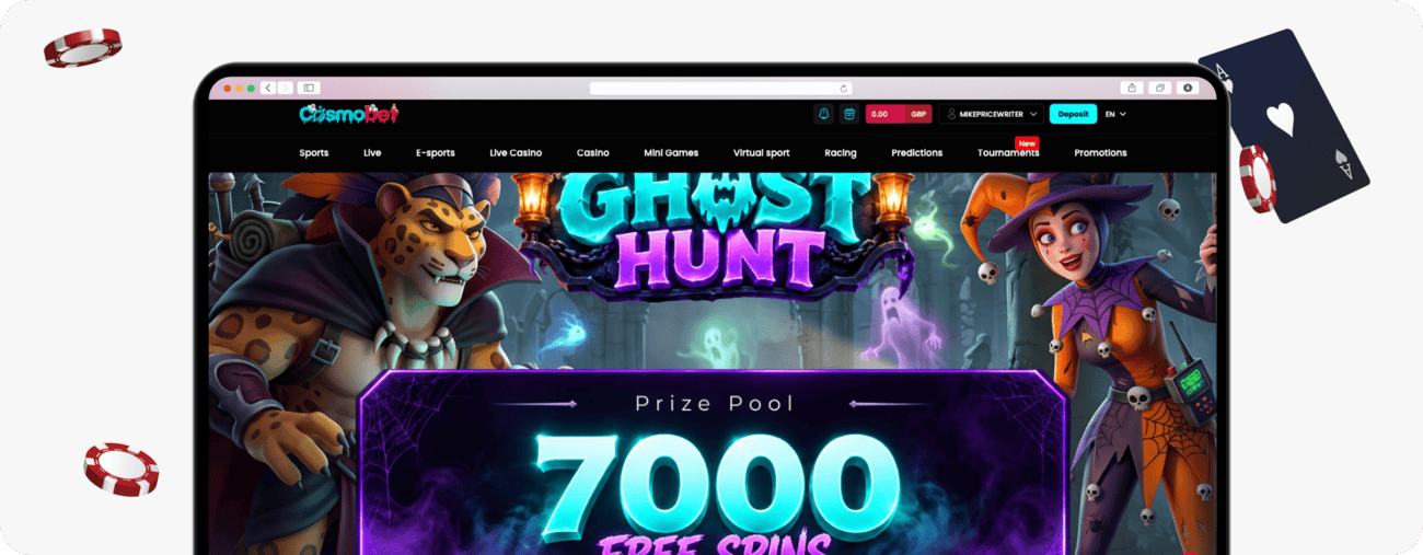 screenshot of cosmobet ghost hunt
