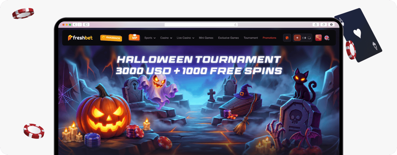 screenshot of freshbet halloween tournament