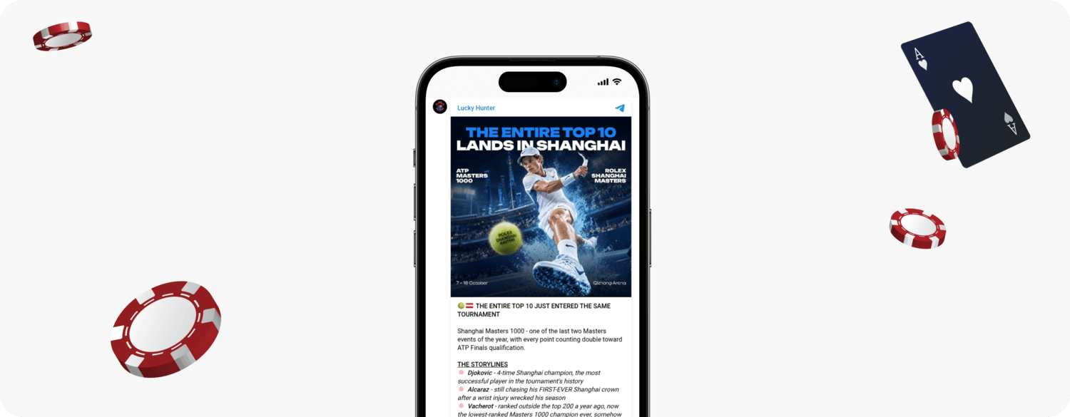 screenshot of lucky hunter tennis offer on telegram