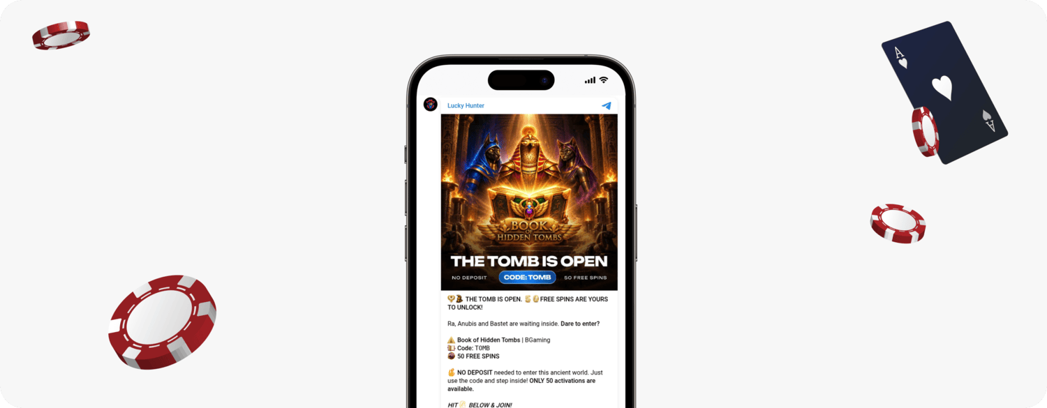 screenshot of lucky hunter tomb offer on telegram