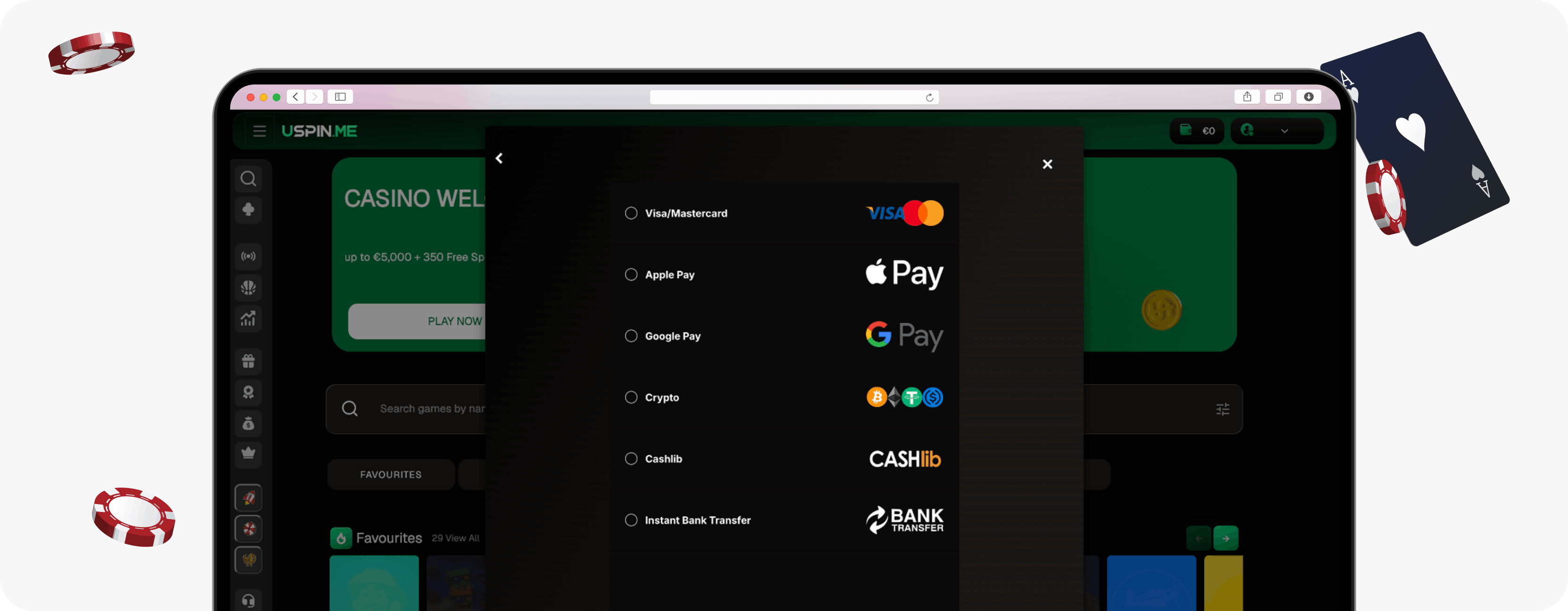 USpin Casino deposit section
