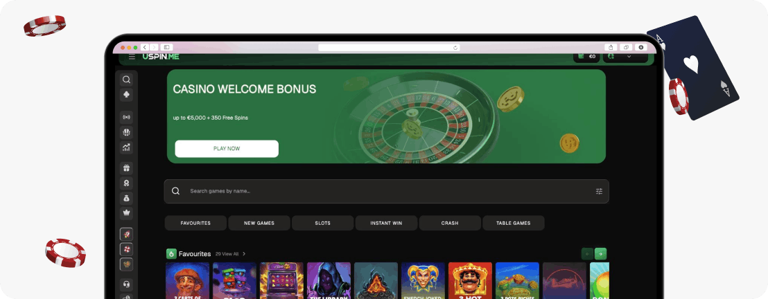 USpin.me Casino lobby