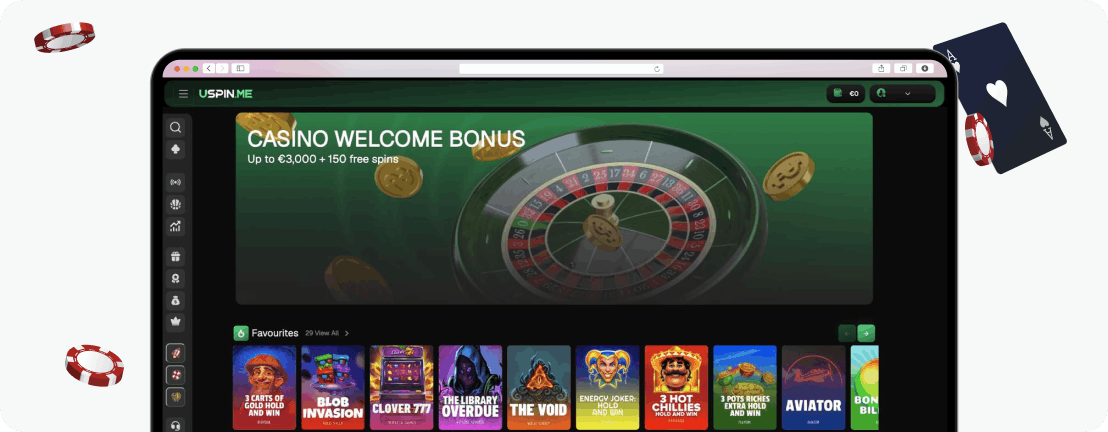 USpin.me Casino landing page